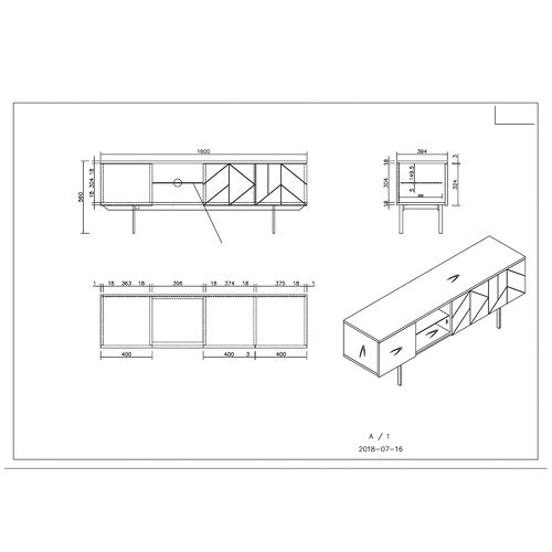 CORNER OFFICE 160CM MONICA 3 DOOR TV UNIT