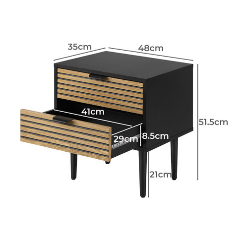 LIVING FUSION MULVILLE 2 DRAWER BEDSIDE TABLE