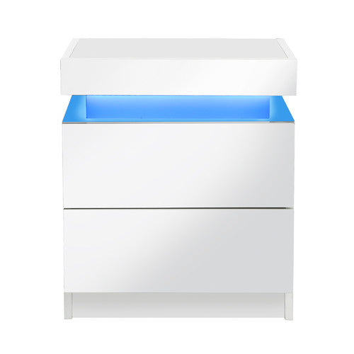 LIVING FUSION MURRAY 2 DRAWER LED BEDSIDE TABLE