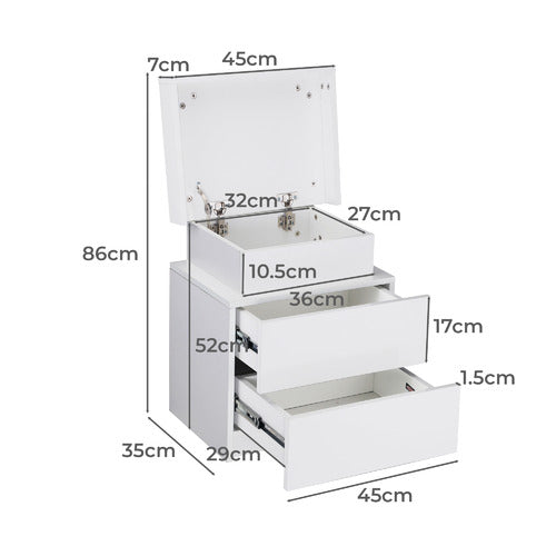 LIVING FUSION MURRAY 2 DRAWER LED BEDSIDE TABLE