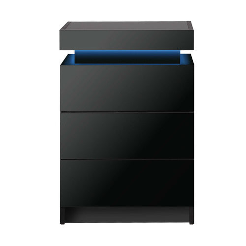 LIVING FUSION MURRAY 3 DRAWER BEDSIDE TABLE WITH LED LIGHT