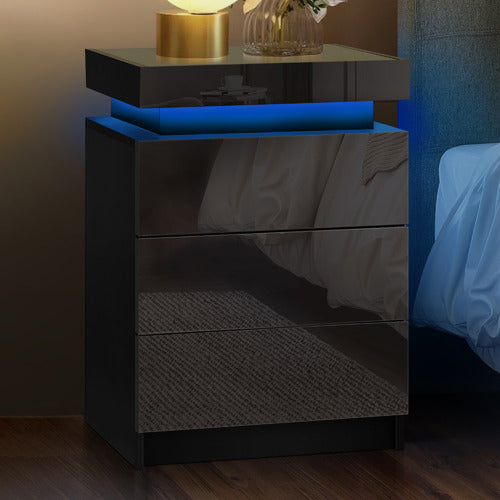 LIVING FUSION MURRAY 3 DRAWER BEDSIDE TABLE WITH LED LIGHT