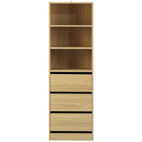 LIVING FUSION NATURAL CASSANDRA 3 SHELF 3 DRAWER WARDROBE