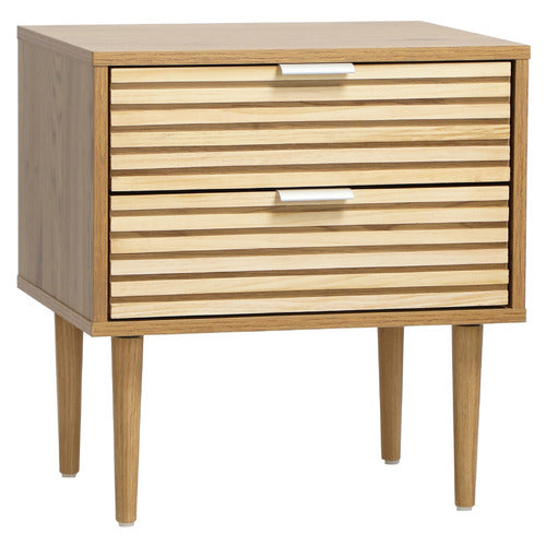 LIVING FUSION MYLES 2 DRAWER RIBBED BEDSIDE TABLE