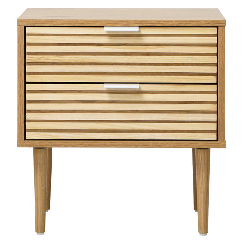 LIVING FUSION MYLES 2 DRAWER RIBBED BEDSIDE TABLE