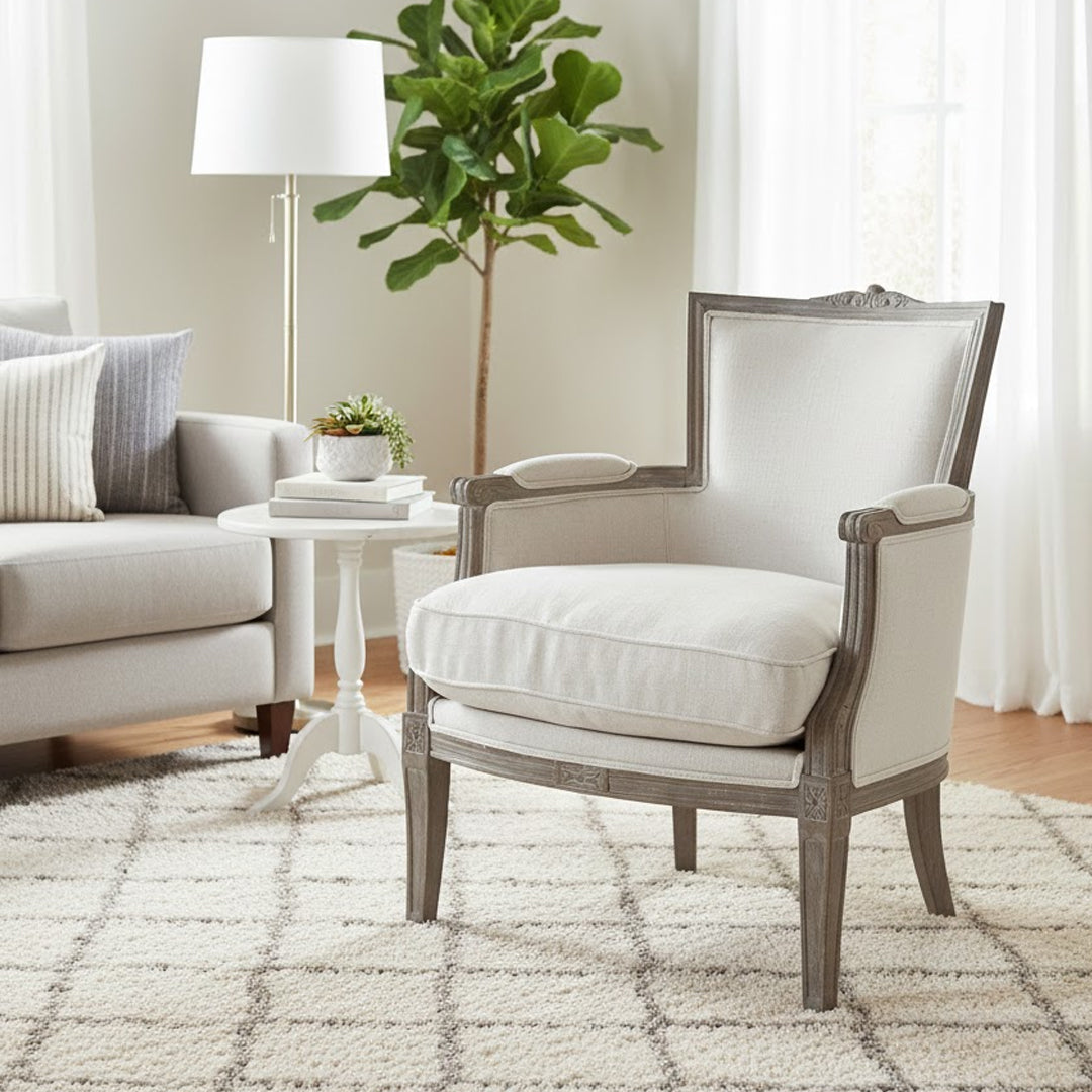 NATURALLY PROVINICIAL BEIGE PATRIZIA WINGBACK LINEN ARMCHAIR