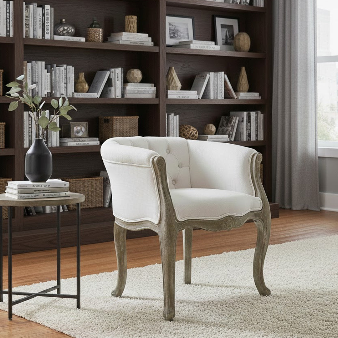 NATURALLY PROVINICIAL VIOLETTA BUTTONED LINEN TUB CHAIR