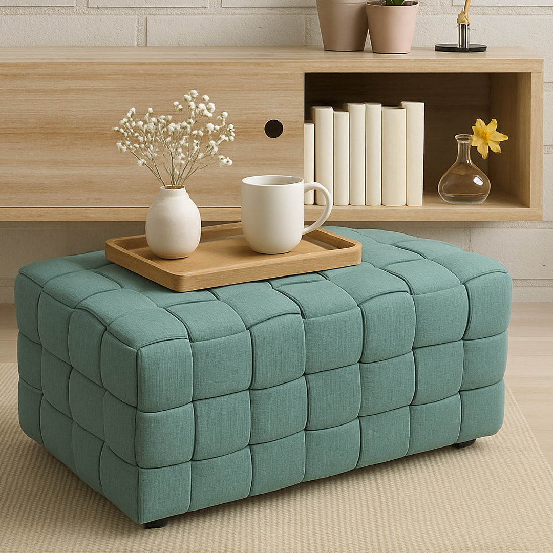 NOLAN LIGHT GREEN OTTOMAN BENCH LIGHT GREEN