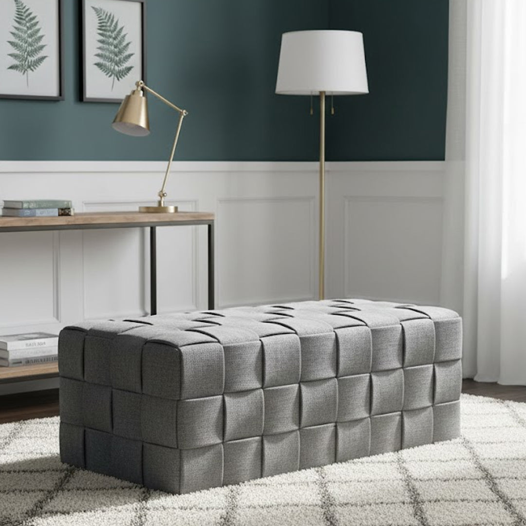 NOLAN LIGHT GREY OTTOMAN BENCH LIGHT GREY