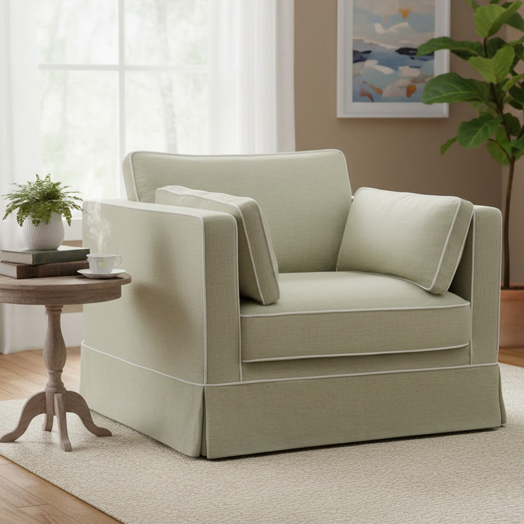 NORDIC STREET SAND STEVENSON SLIPCOVER ARMCHAIR