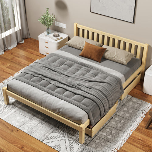HOXTON ROOM NATURAL HAZEL PINE WOOD BED WITH UNDERBED STORAGE