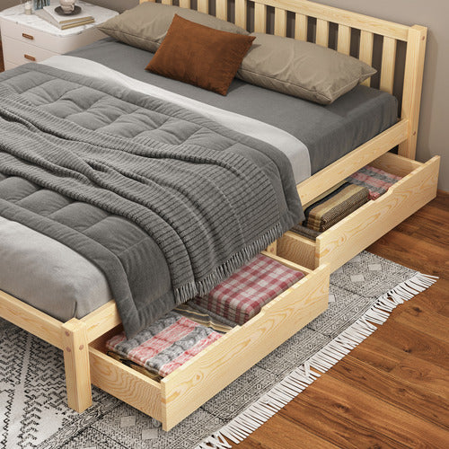 HOXTON ROOM NATURAL HAZEL PINE WOOD BED WITH UNDERBED STORAGE