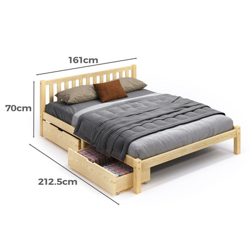 HOXTON ROOM NATURAL HAZEL PINE WOOD BED WITH UNDERBED STORAGE