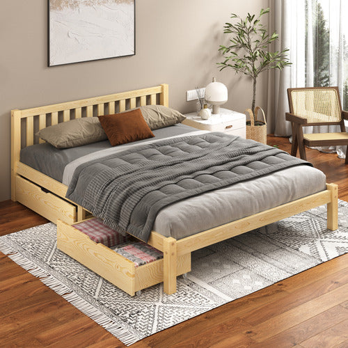 HOXTON ROOM NATURAL HAZEL PINE WOOD BED WITH UNDERBED STORAGE