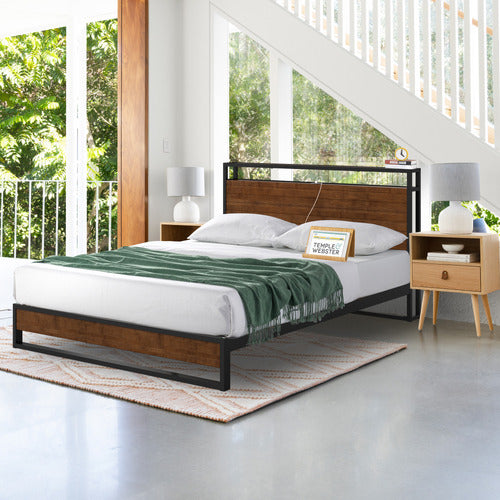NATURAL VENKATA BED WITH USB PORT