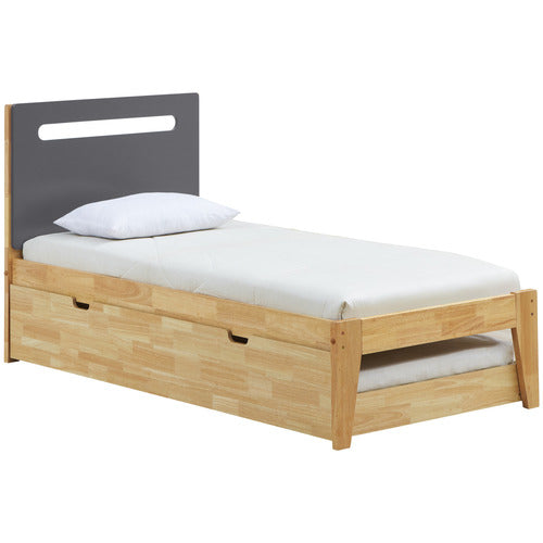 WESTERN DESIGNS NATURAL & CHARCOAL CASLA BED FRAME WITH TRUNDLE