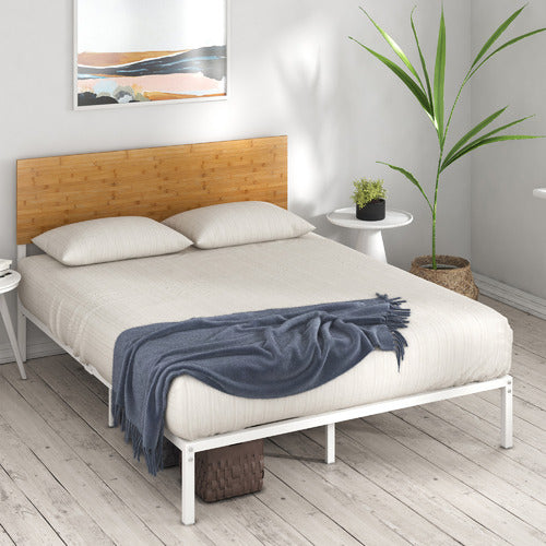 STUDIO HOME NATURAL & WHITE CIRIA METAL & BAMBOO BED