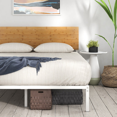 STUDIO HOME NATURAL & WHITE CIRIA METAL & BAMBOO BED