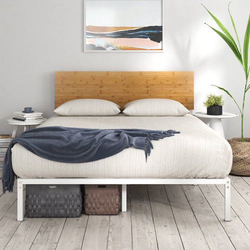 STUDIO HOME NATURAL & WHITE CIRIA METAL & BAMBOO BED