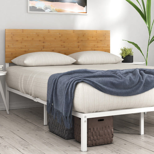 STUDIO HOME NATURAL & WHITE CIRIA METAL & BAMBOO BED