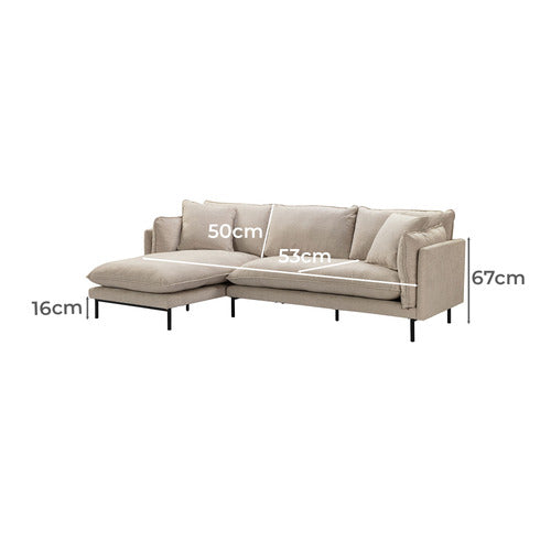 NATURAL BELLAMY 3 SEATER SOFA WITH CHAISE