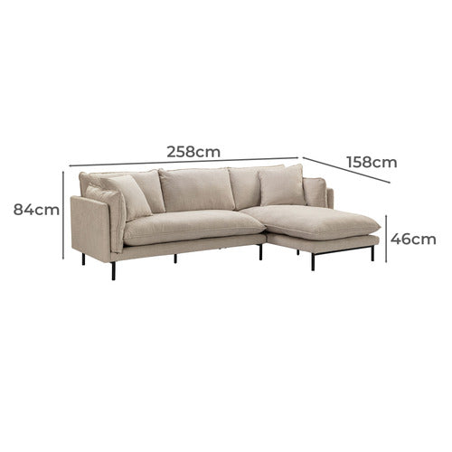 NATURAL BELLAMY 3 SEATER SOFA WITH CHAISE