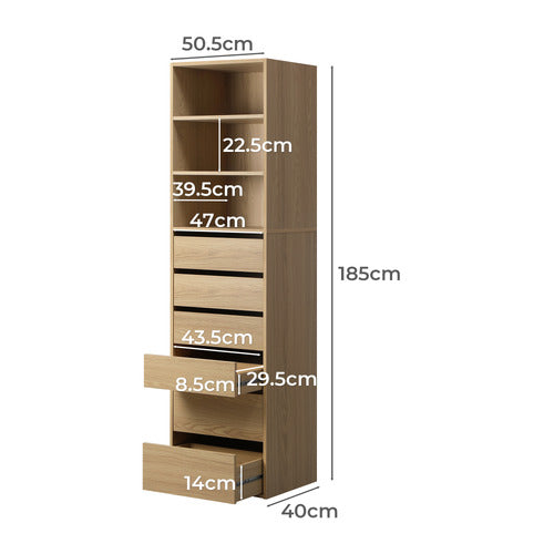 LIVING FUSION NATURAL CASSANDRA 6 DRAWER 3 SHELF WARDROBE