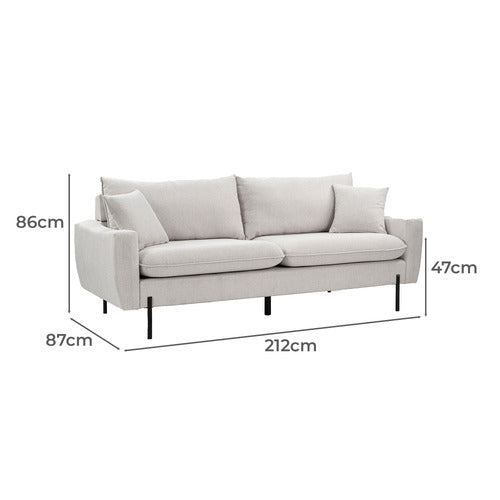 NATURAL GEORGIE 3 SEATER UPHOLSTERED SOFA