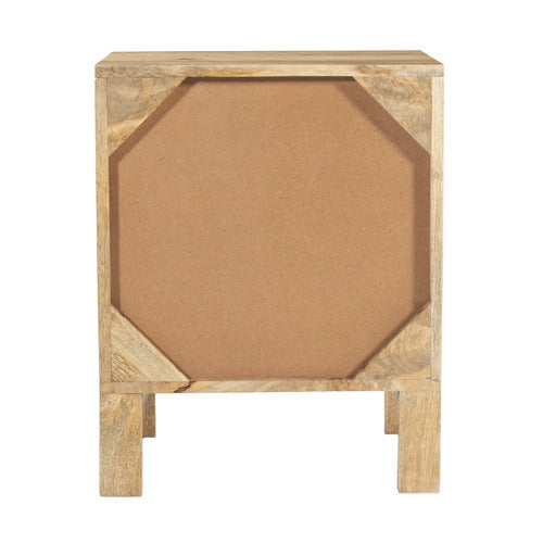 NATURAL ANYA MANGO WOOD & RATTAN BEDSIDE TABLE