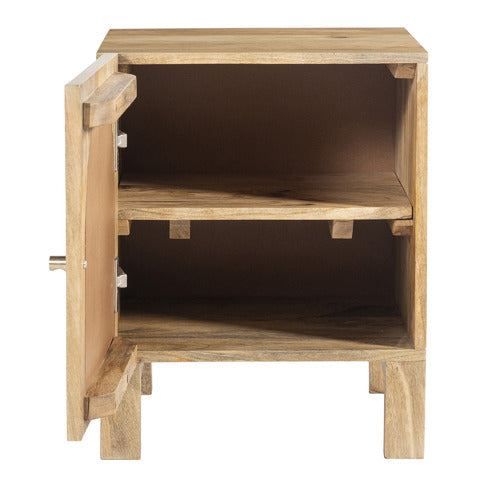 NATURAL ANYA MANGO WOOD & RATTAN BEDSIDE TABLE