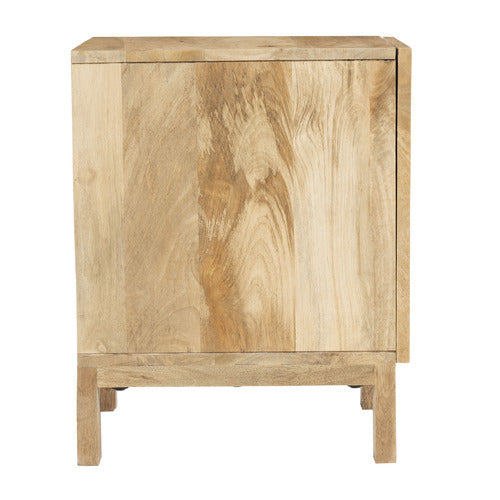 NATURAL ANYA MANGO WOOD & RATTAN BEDSIDE TABLE