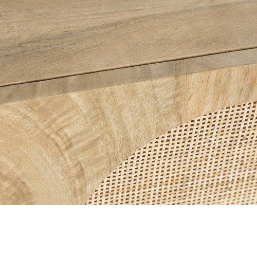 NATURAL ANYA MANGO WOOD & RATTAN BEDSIDE TABLE