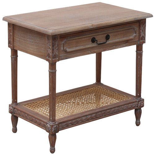 CARRINGTON FURNITURE NATURAL MARSEILLE RATTAN BEDSIDE TABLE