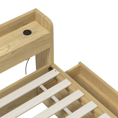 LIVING FUSION NATURAL CASSANDRA BED WITH USB PORT & DRAWERS