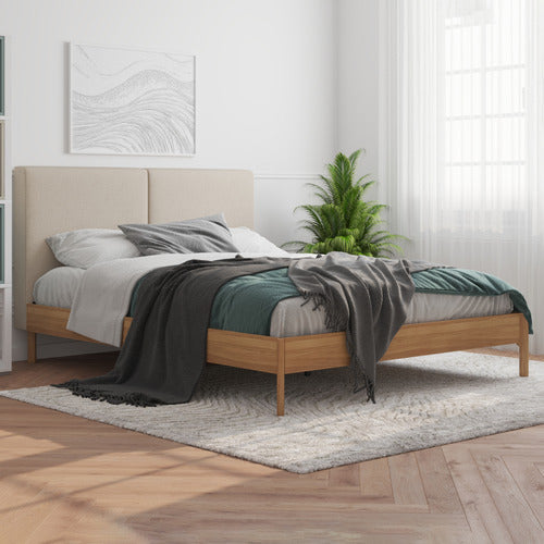 RAWSON & CO NATURAL TROLIG FABRIC & WOODEN BED FRAME