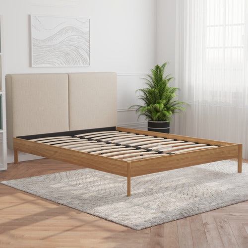 RAWSON & CO NATURAL TROLIG FABRIC & WOODEN BED FRAME