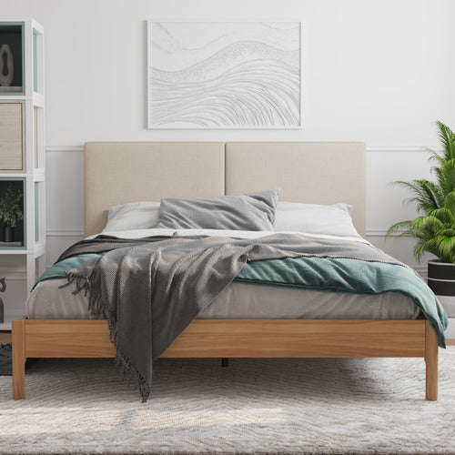 RAWSON & CO NATURAL TROLIG FABRIC & WOODEN BED FRAME