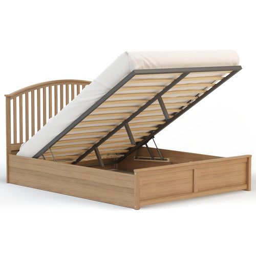RAWSON & CO NATURAL YEBES PINE WOOD GAS LIFT STORAGE BED
