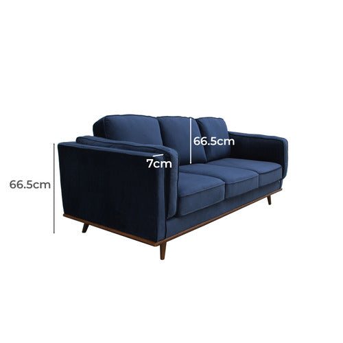 SOUTHERN STYLERS NAVY BROOKLYN 3 SEATER VELVET SOFA