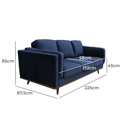 SOUTHERN STYLERS NAVY BROOKLYN 3 SEATER VELVET SOFA