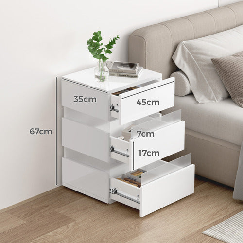 HOXTON ROOM NAZIR 3 DRAWER BEDSIDE TABLE WITH LED LIGHTS