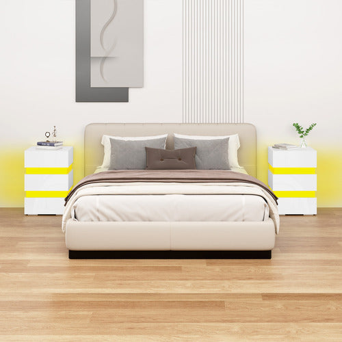 HOXTON ROOM NAZIR 3 DRAWER BEDSIDE TABLE WITH LED LIGHTS