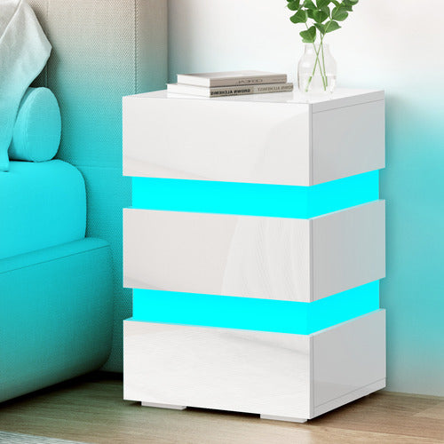 HOXTON ROOM NAZIR 3 DRAWER BEDSIDE TABLE WITH LED LIGHTS