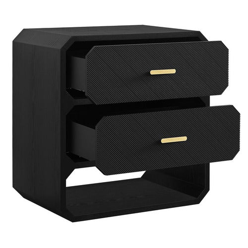 REXINGTON HOME NELSON 2 DRAWER & SHELF BEDSIDE TABLE