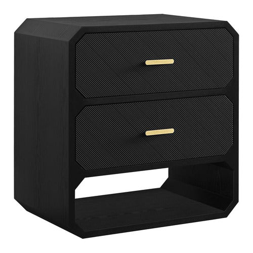 REXINGTON HOME NELSON 2 DRAWER & SHELF BEDSIDE TABLE