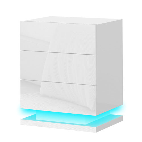 HOXTON ROOM NIGEL 3 DRAWER BEDSIDE TABLE WITH LED LIGHT