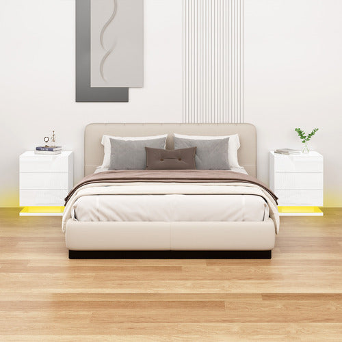 HOXTON ROOM NIGEL 3 DRAWER BEDSIDE TABLE WITH LED LIGHT