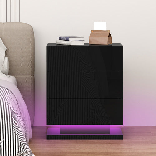 HOXTON ROOM NIGEL 3 DRAWER BEDSIDE TABLE WITH LED LIGHT