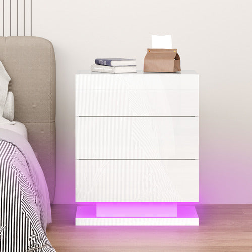 HOXTON ROOM NIGEL 3 DRAWER BEDSIDE TABLE WITH LED LIGHT