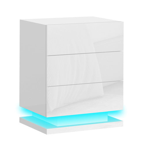 HOXTON ROOM NIGEL 3 DRAWER BEDSIDE TABLE WITH LED LIGHT